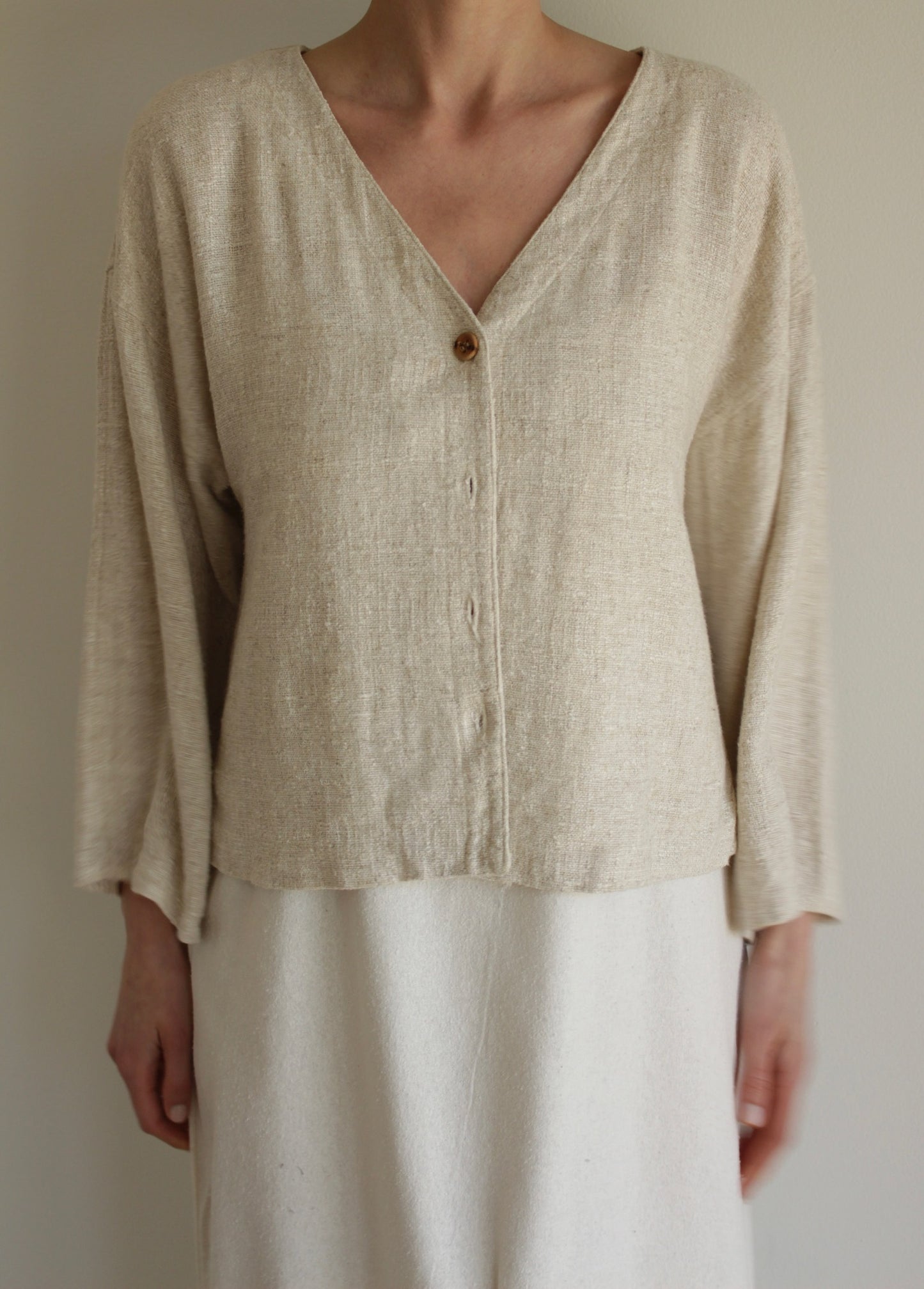 Vintage Sand Woven Flax Cardigan