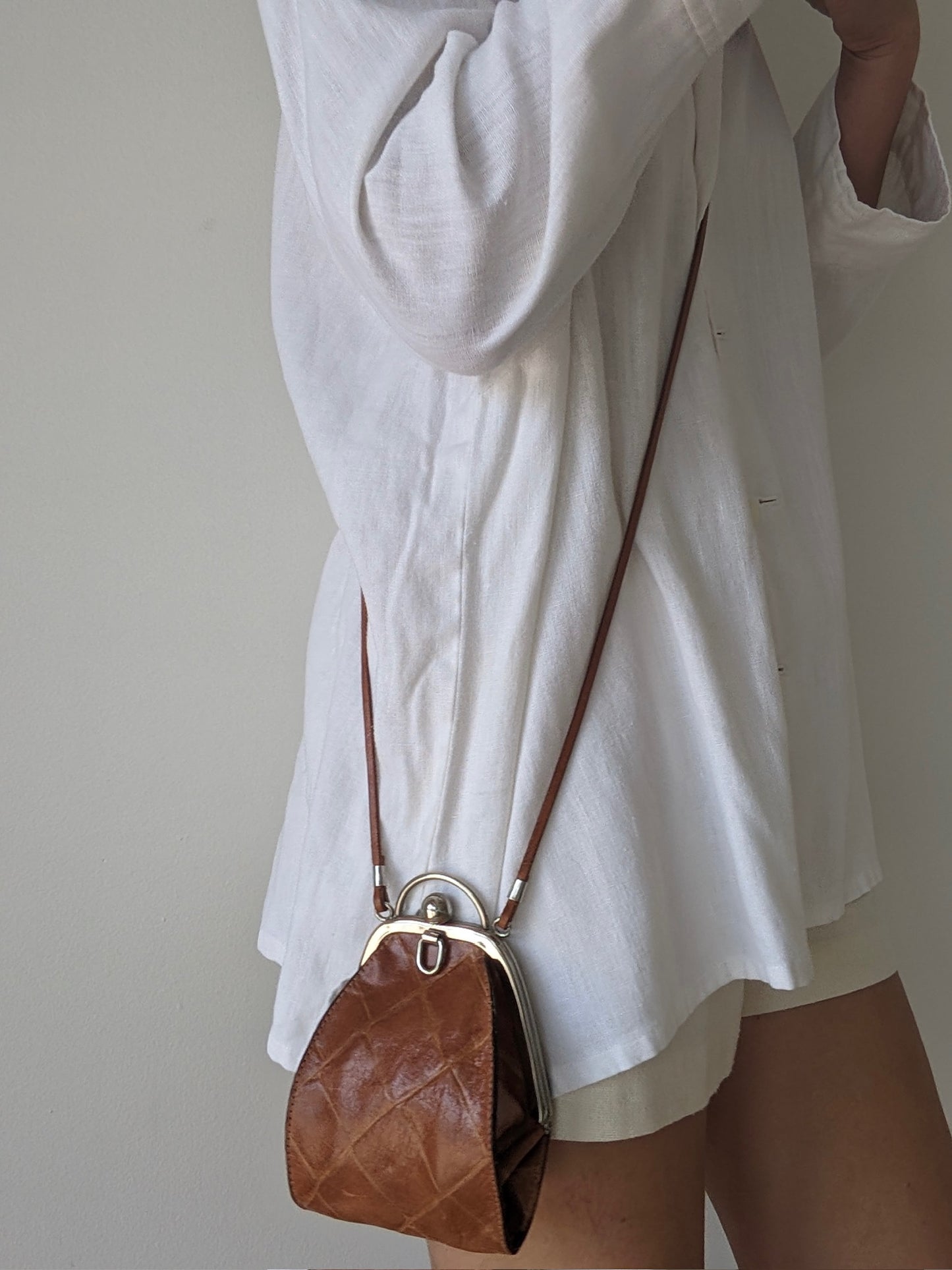 Vintage Petite Croc-Embossed Leather Bag
