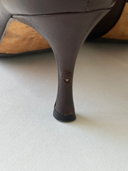 Vintage Manolo Blahnik Cocoa Leather Ankle Boots