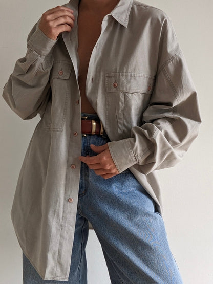 Vintage Slate Grey Pocket Button Down