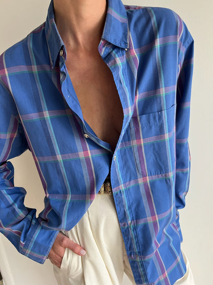 Vintage Christian Dior Cerulean Plaid Shirt