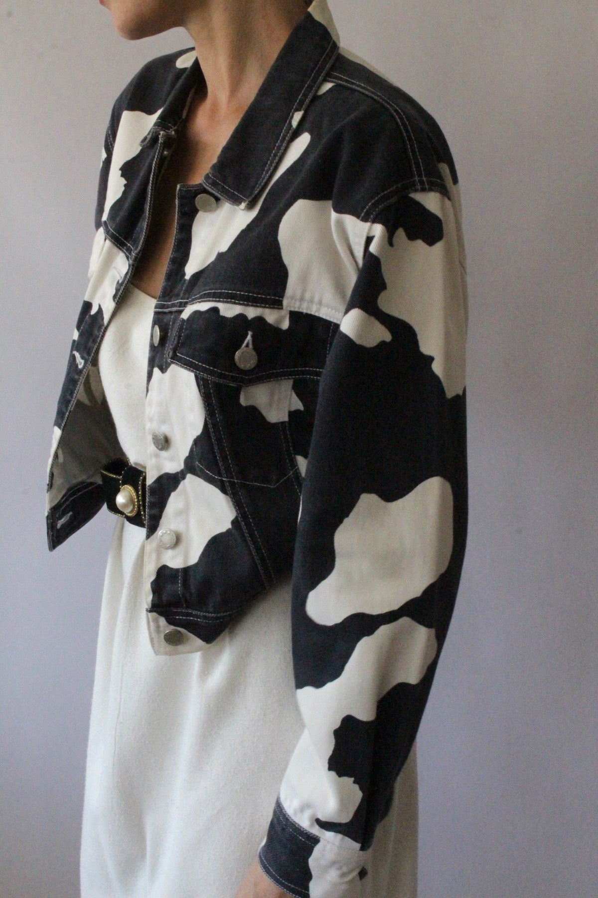 Favorite Vintage Cow Print Denim Jacket