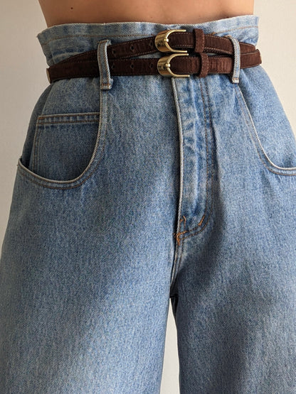 Vintage Intertwined Cocoa Suede Belt