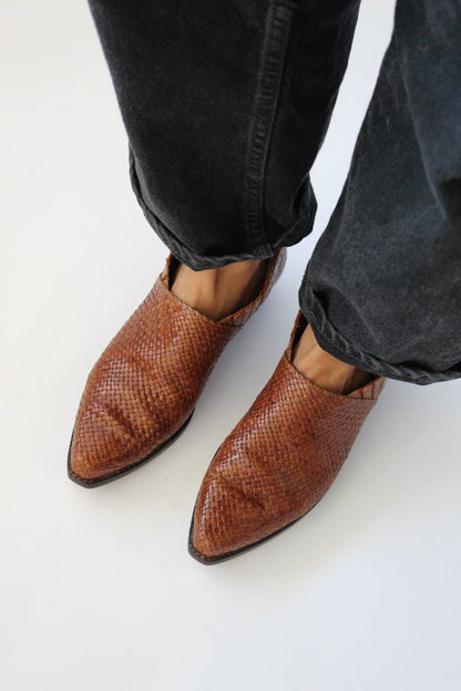 Vintage Woven Leather Western Shoe Boot