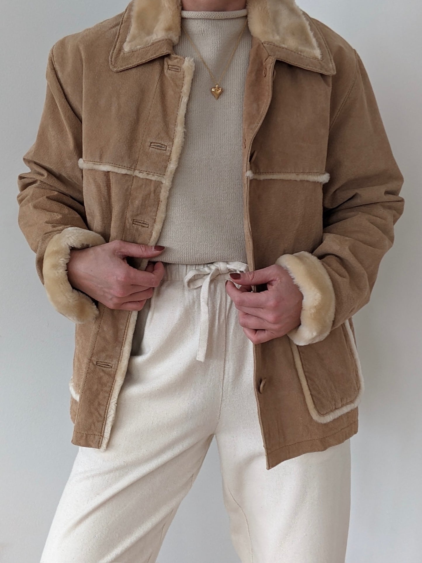 Vintage Biscotti Suede & Faux Fur Coat