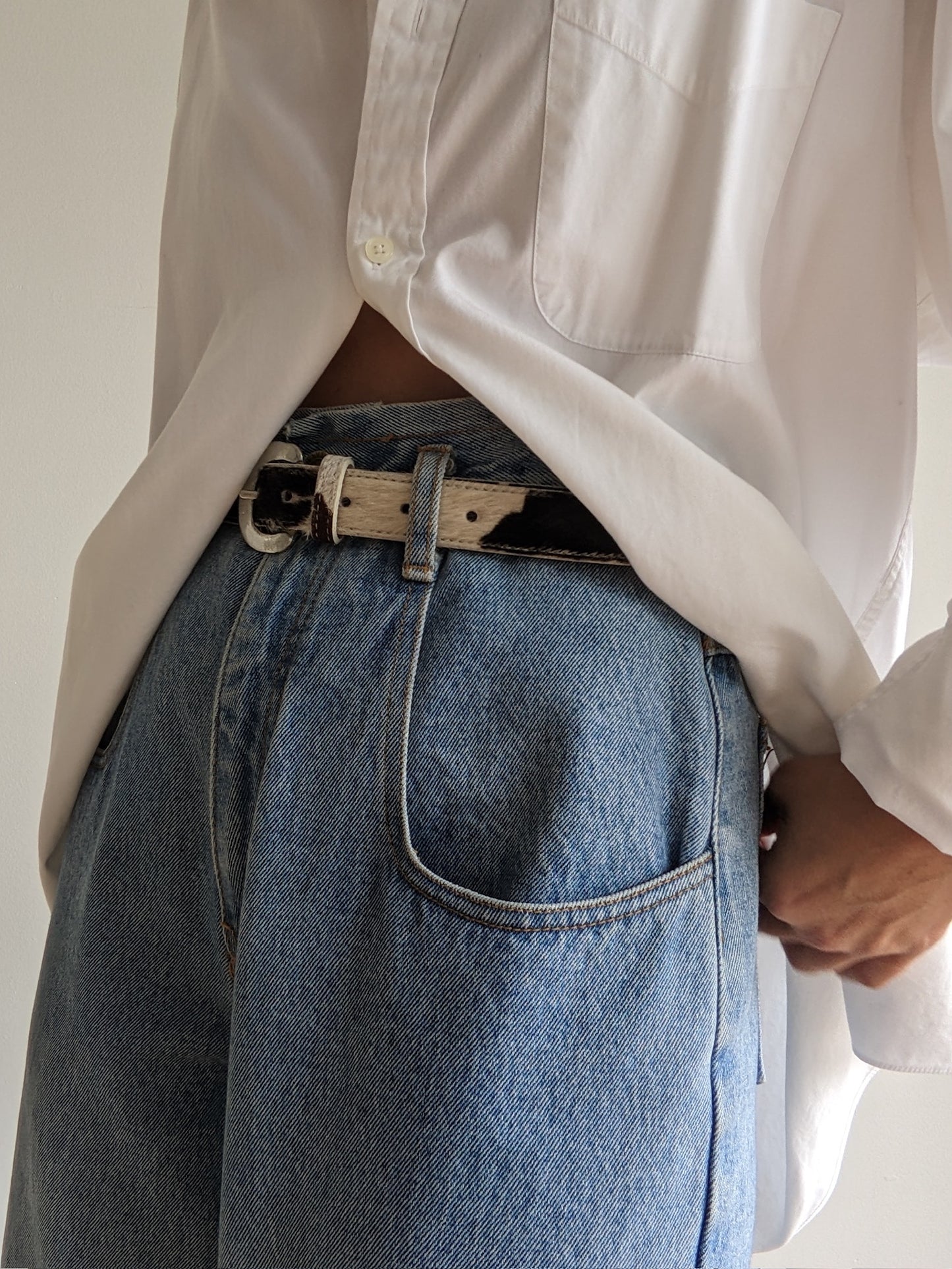 Vintage Printed Calf Hair Leather Belt