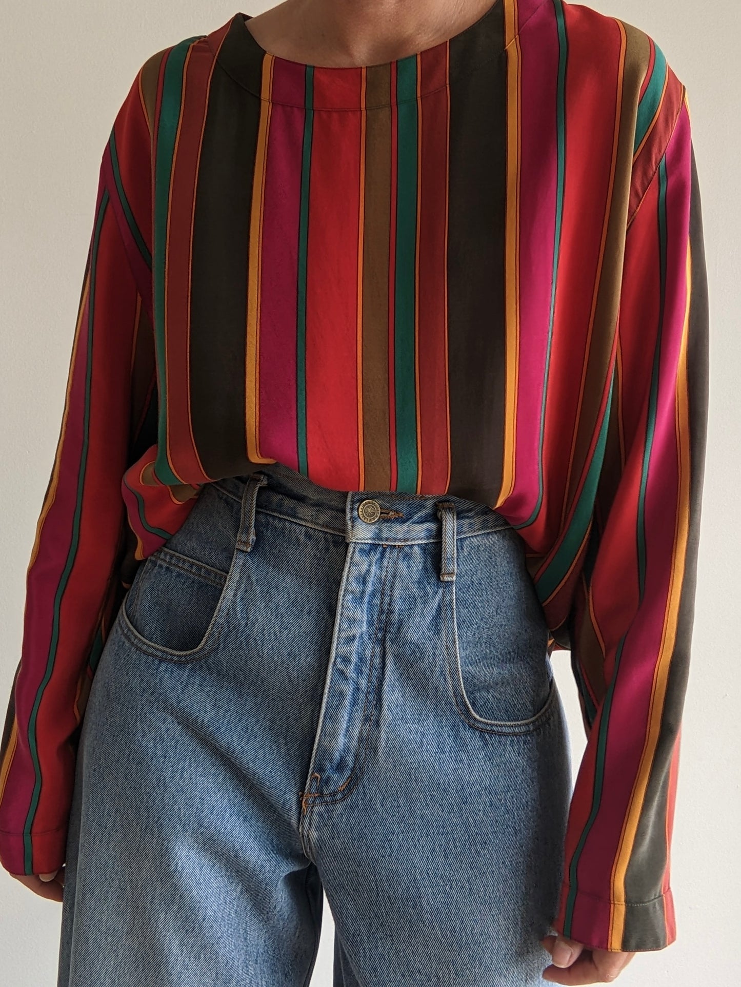 Bold Vintage Striped Silk Tunic