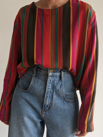 Bold Vintage Striped Silk Tunic