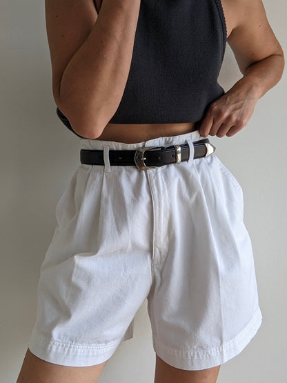 Vintage Cloud Pleated Cotton Twill Shorts
