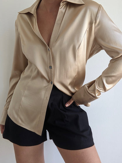 Vintage Champagne Silk Blouse