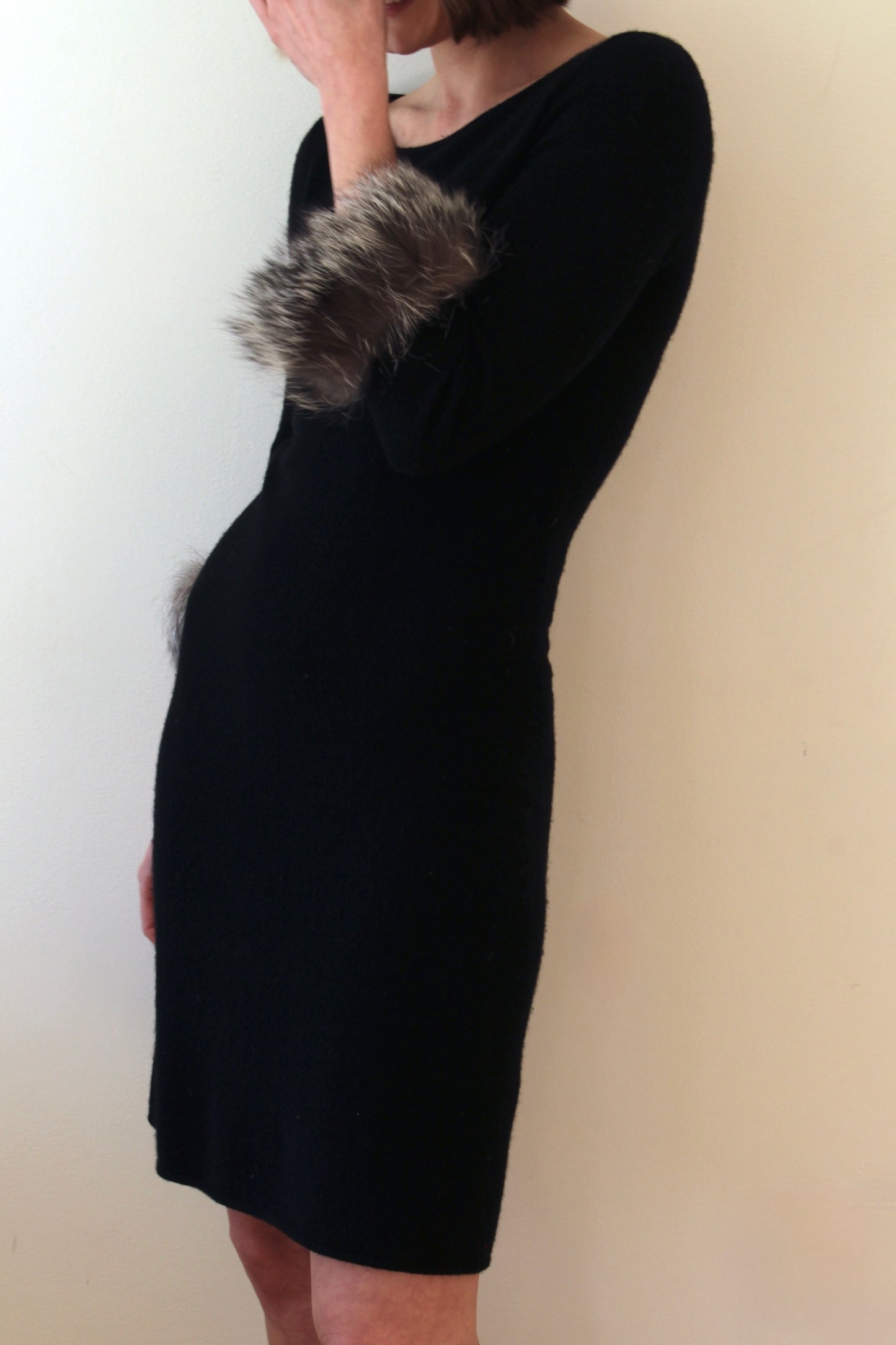 Amazing Vintage Cashmere & Fox Fur Sweater Dress