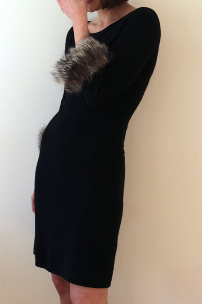 Amazing Vintage Cashmere & Fox Fur Sweater Dress