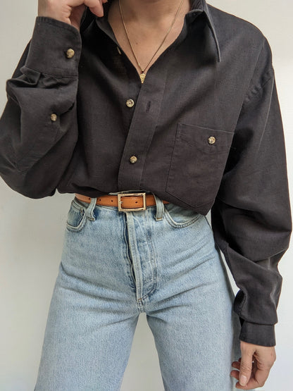 Vintage Faded Black Linen Shirt