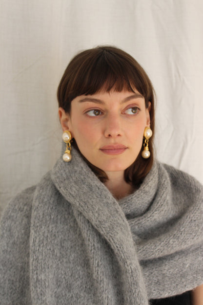 Lovely Vintage Faux Pearl & Gold Drop Earrings