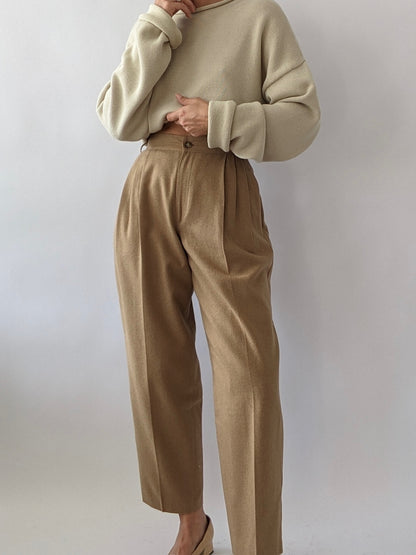 Gorgeous Vintage Pleated Butterscotch Wool Trousers