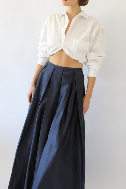 Stunning Midnight Pleated Silk Skirt