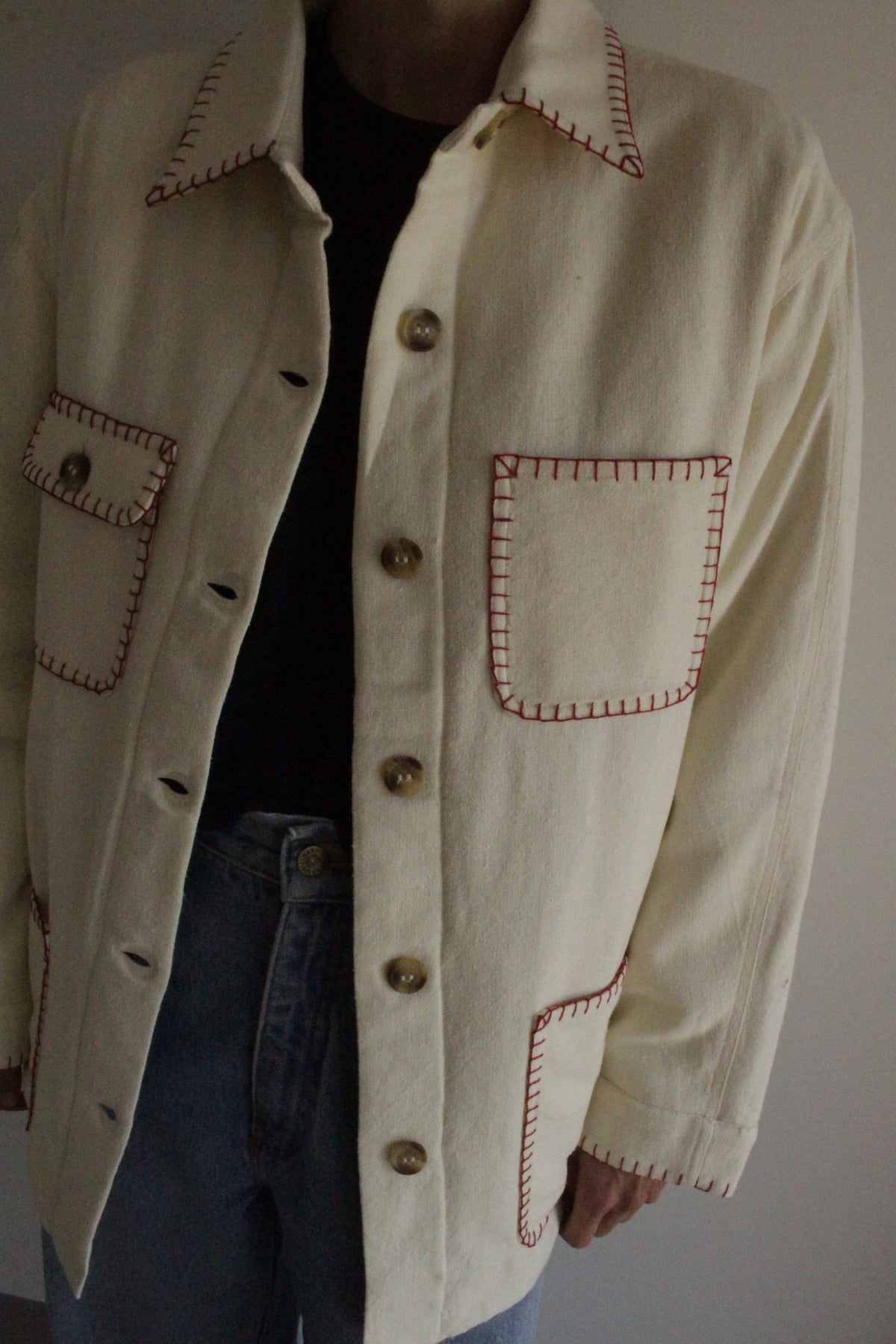 Maddox Appliqué & Embroidered Woven Silk Chore Coat