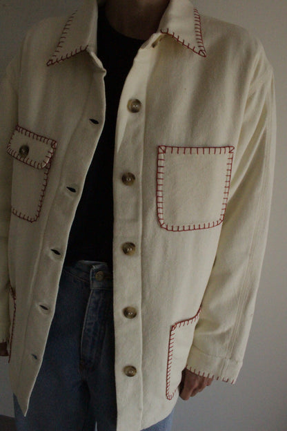 Maddox Appliqué & Embroidered Woven Silk Chore Coat