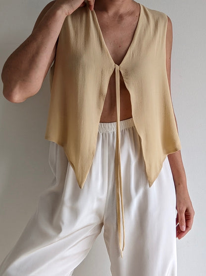 Vintage Sand Silk Tie Vest