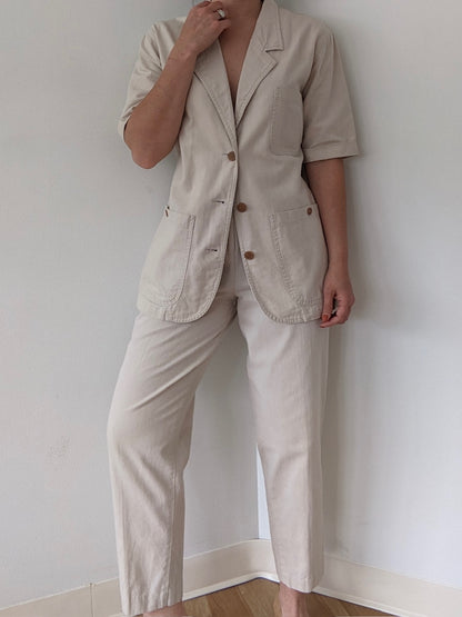 Vintage Sand Linen Pantsuit