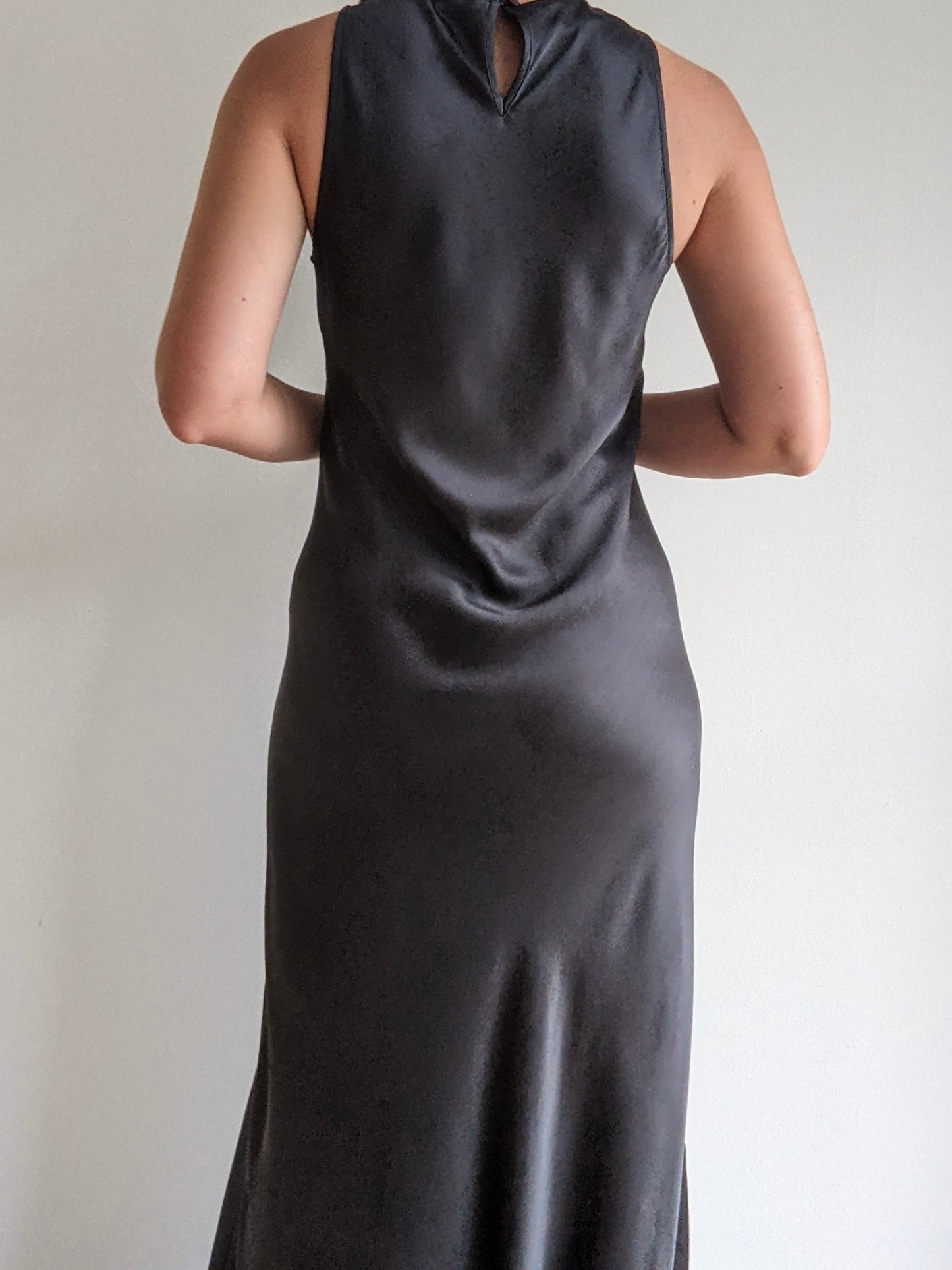 Incredible Vintage DKNY Slate Silk Charmeuse Dress