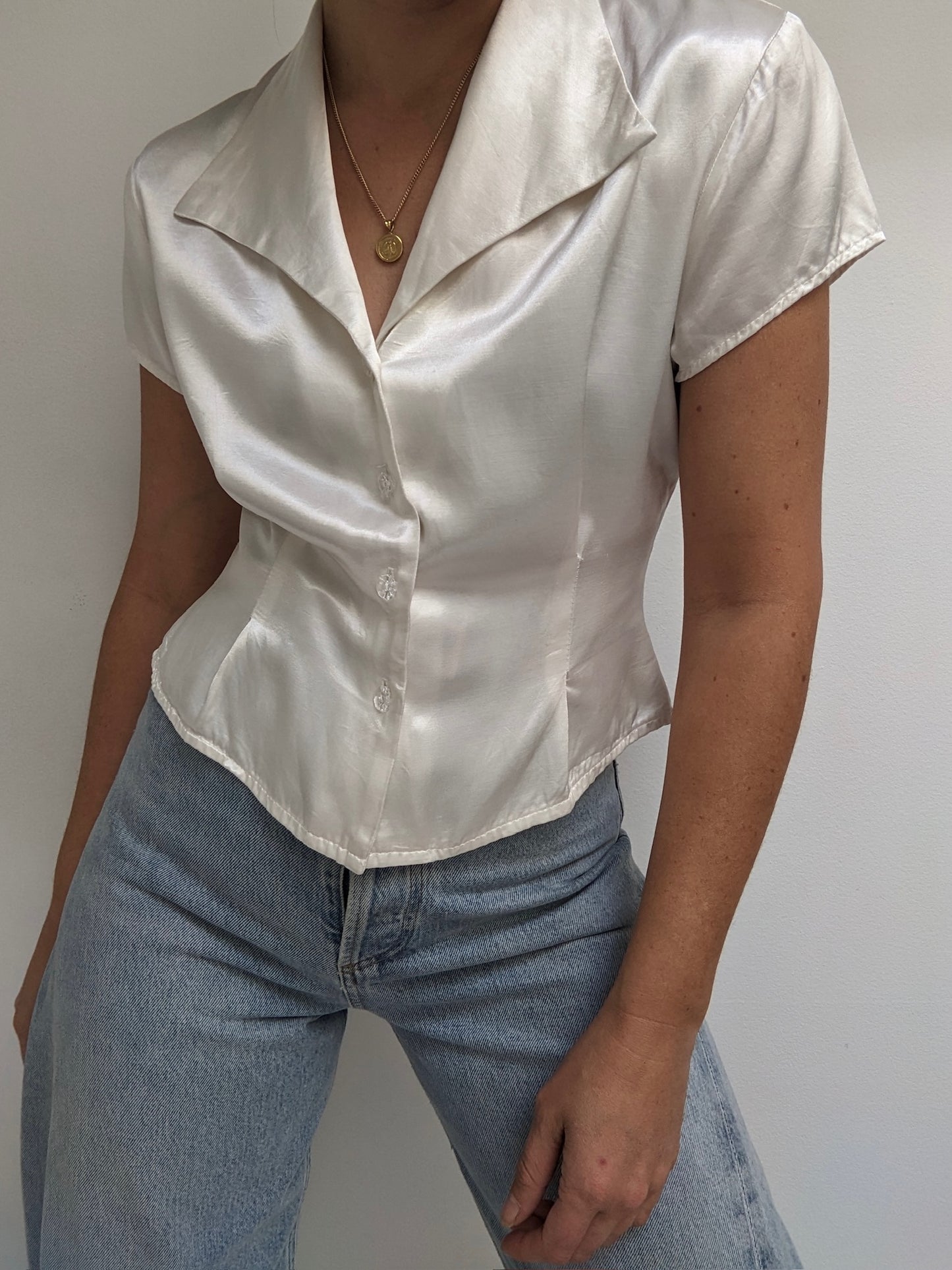 90s Cropped Satin Blouse