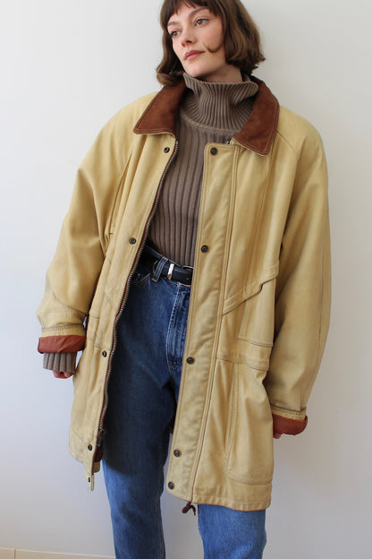 Incredible Vintage Two-Toned Leather Chore Coat
