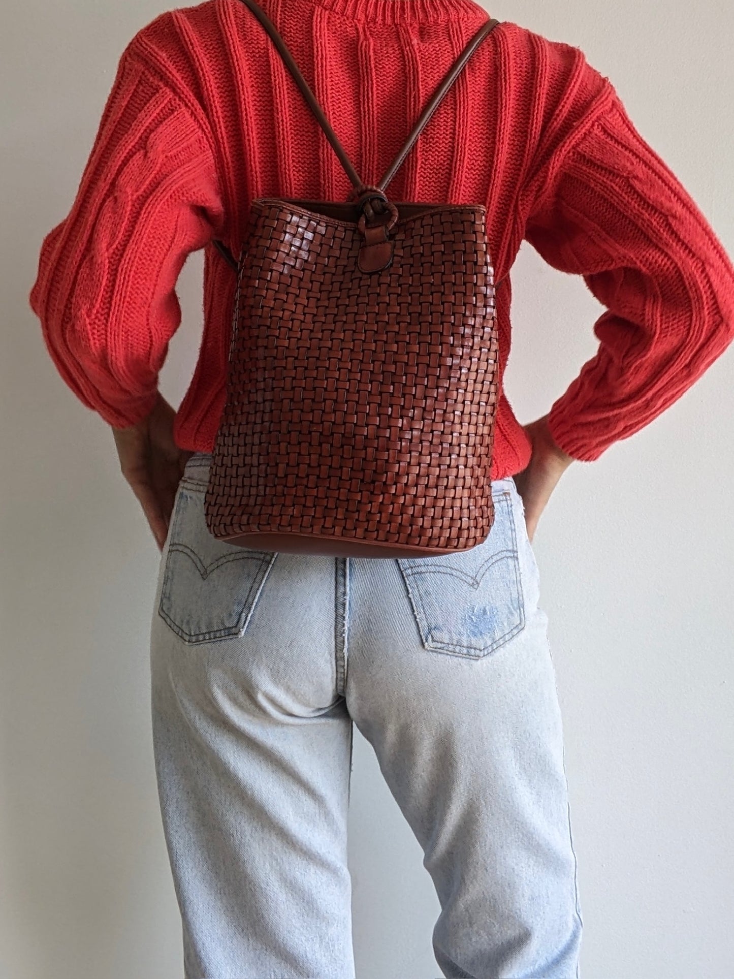 Favorite Vintage Woven Leather Backpack