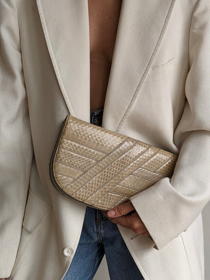 Vintage Snakeskin Patchwork Clutch Purse
