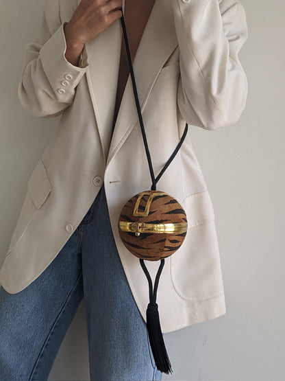 Unique Vintage Printed Sphere Tassel Purse