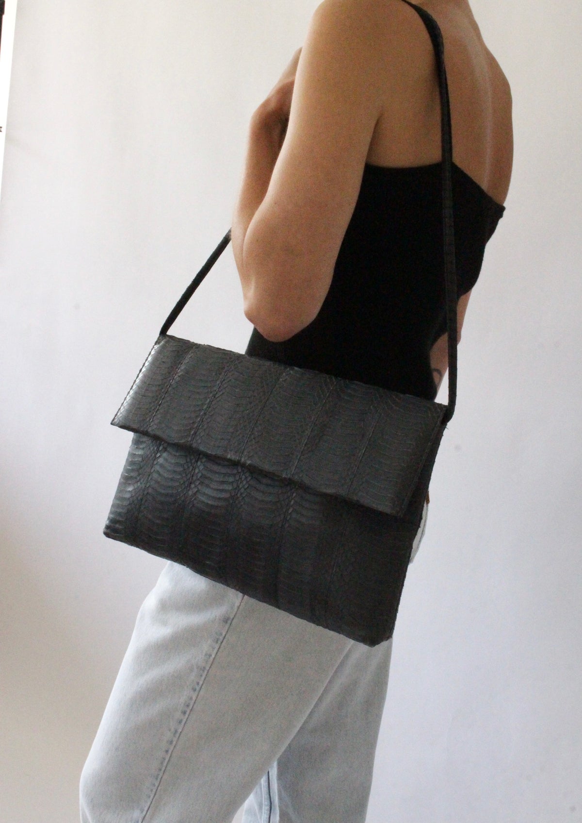 Stunning Vintage Stone Snakeskin Envelope Clutch Bag