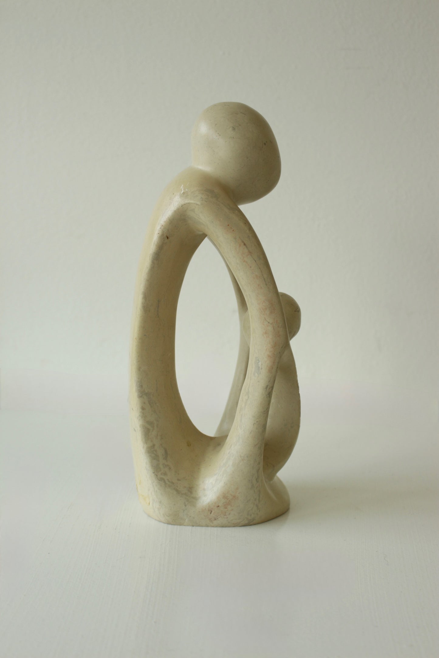Vintage Hand-Carved Soapstone Embracing FIgures Sculpture