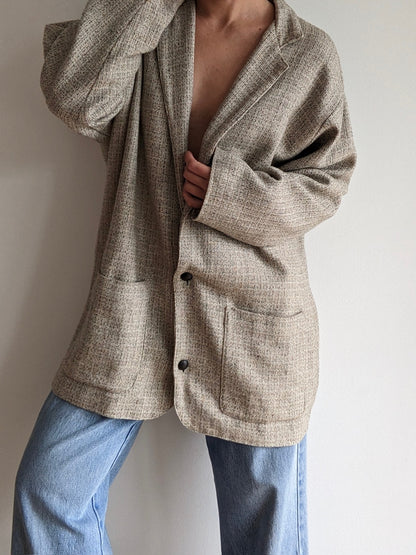 Vintage FLAX Woven Linen & Wool Jacket