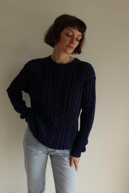 Vintage Midnight Cable Knit Sweater