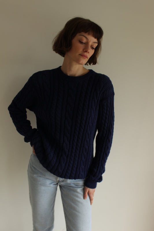 Vintage Midnight Cable Knit Sweater