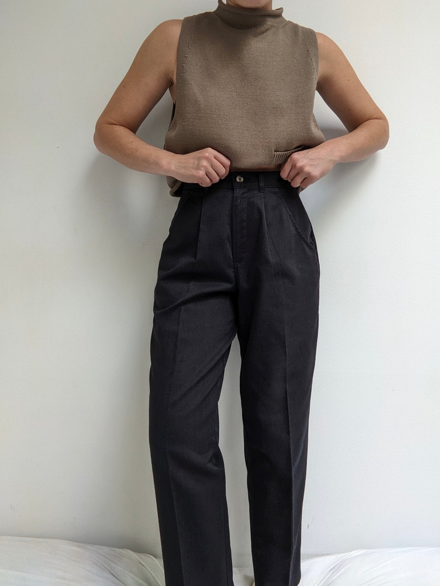 Vintage Midnight Twilled Cotton Trousers