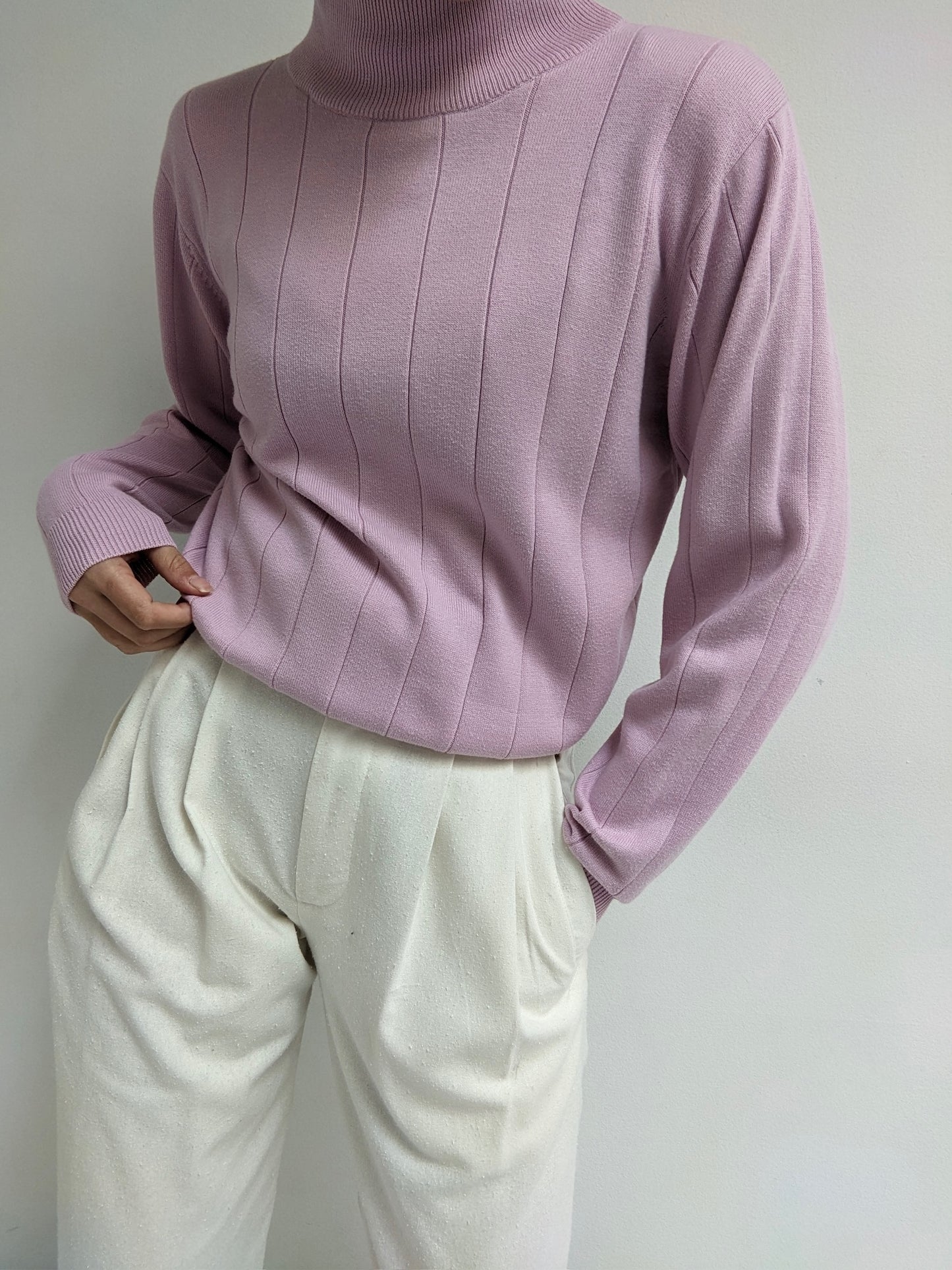 Vintage Lilac Cotton Mock Neck