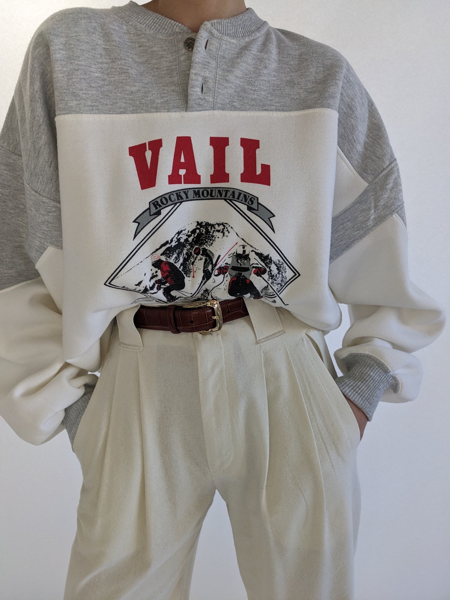 Vintage Vail Graphic Henley Sweatshirt