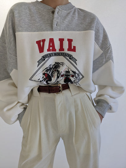 Vintage Vail Graphic Henley Sweatshirt