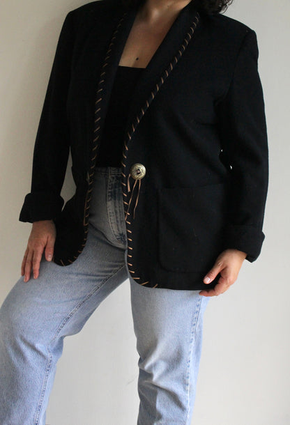Vintage Western Stitched Wool Blazer