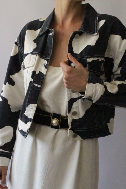 Favorite Vintage Cow Print Denim Jacket