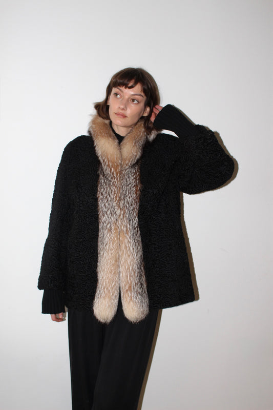 Stunning Vintage Fur-Trimmed Persian Lamb Coat