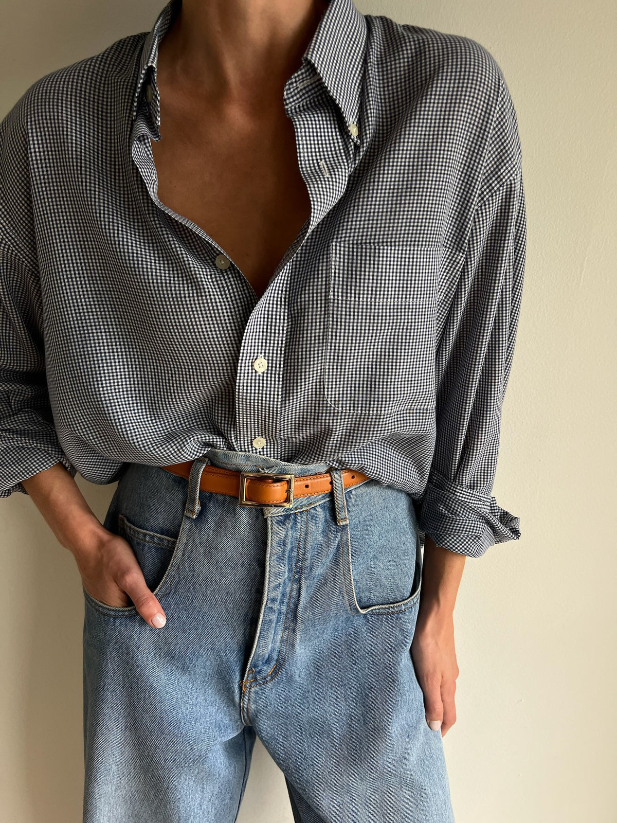 Vintage YSL Ocean Grid Button Down