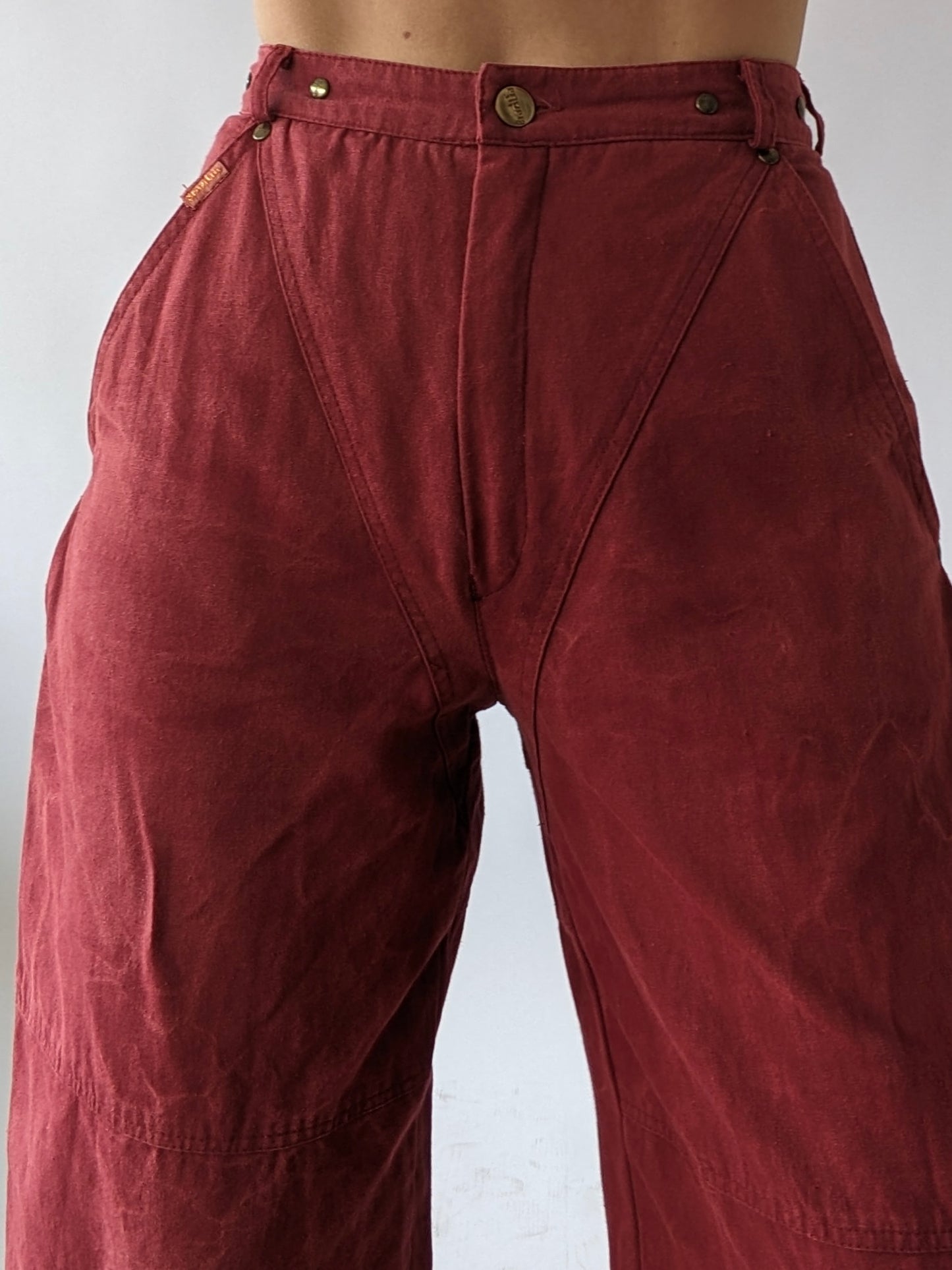 Vintage Brick Red Wide Curve Pants
