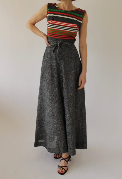 Amazing Vintage Striped Metallic Maxi Dress