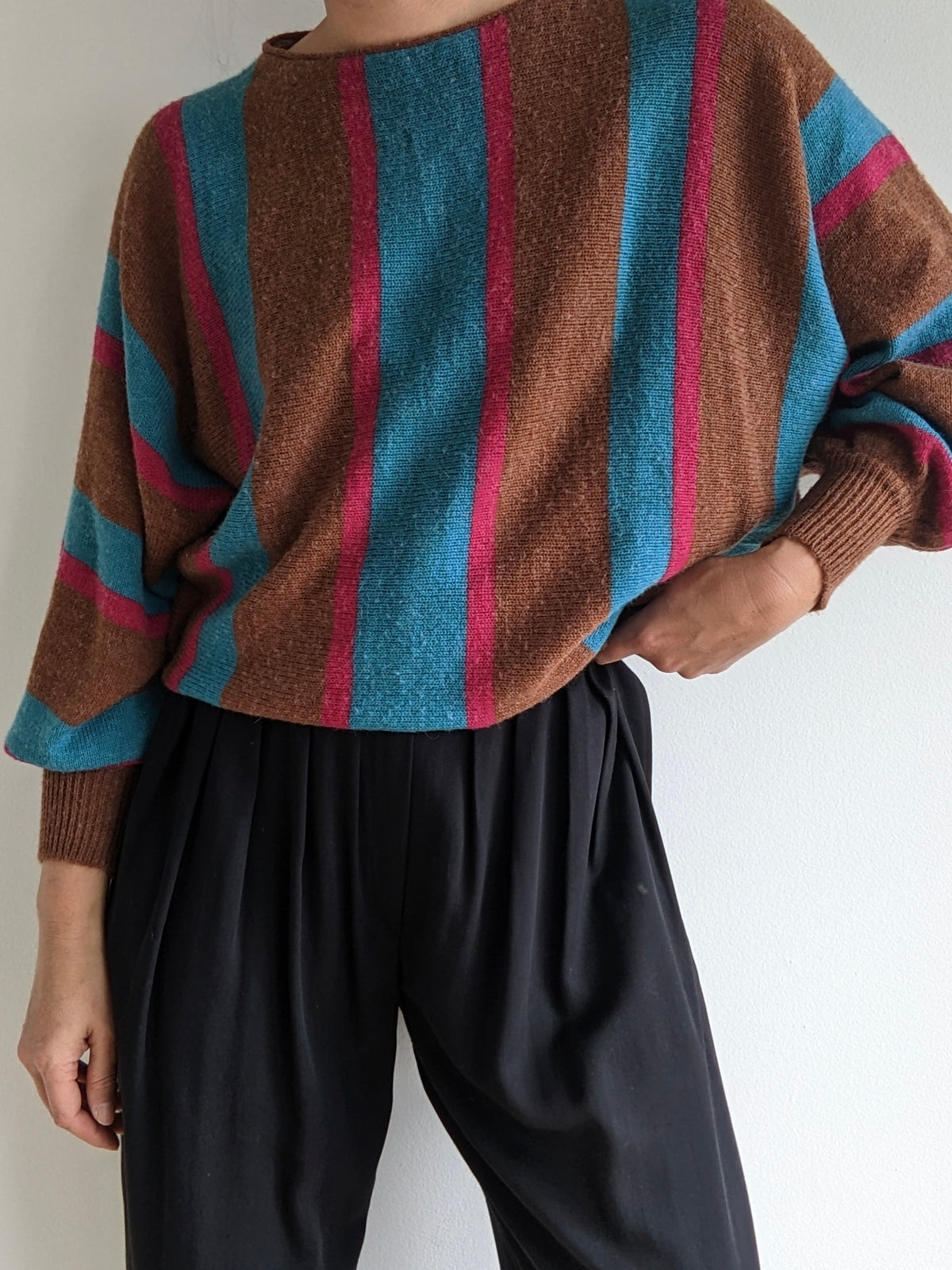 Vintage Striped Dolman Sleeve Sweater