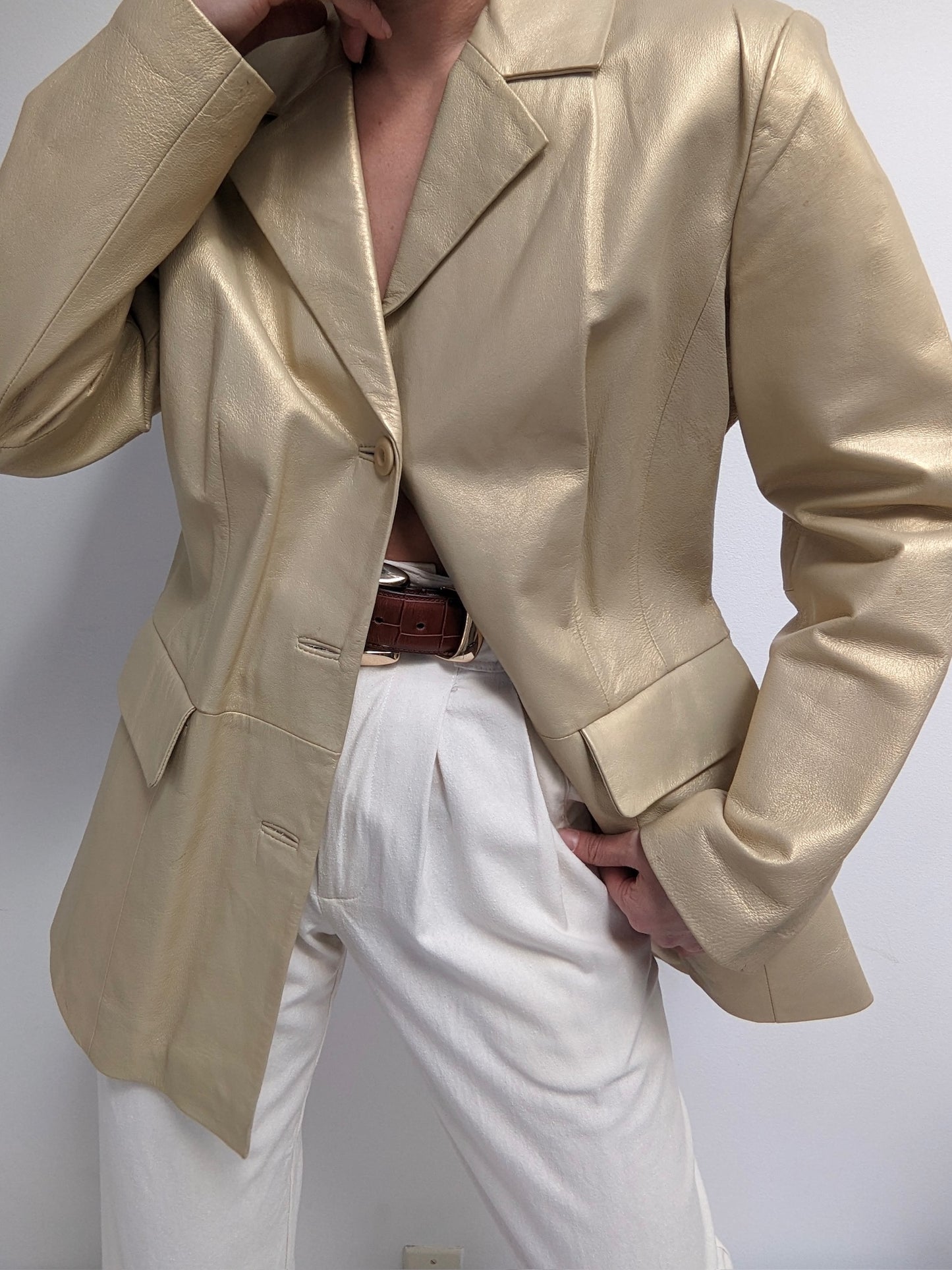 Vintage Pale Gold Leather Jacket
