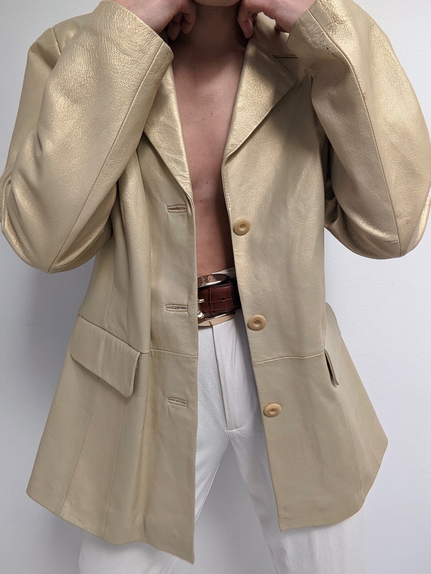 Vintage Pale Gold Leather Jacket