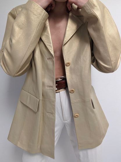 Vintage Pale Gold Leather Jacket