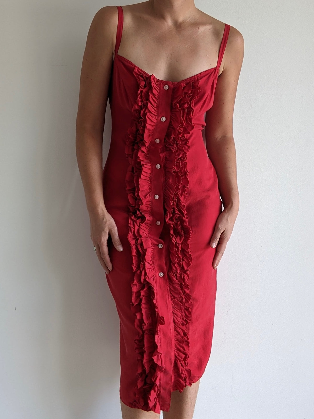 Gorgeous Vintage DKNY Ruffled Silk Dress